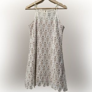 R N B White Lace Dress with Nude Slip Medium